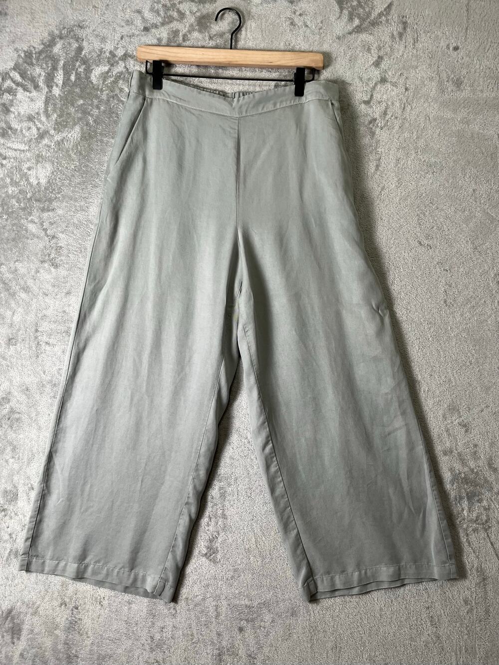 Cut Loose Tencel Wide Leg Crop Pants Pull On Elastic Waist Women’s Large New
